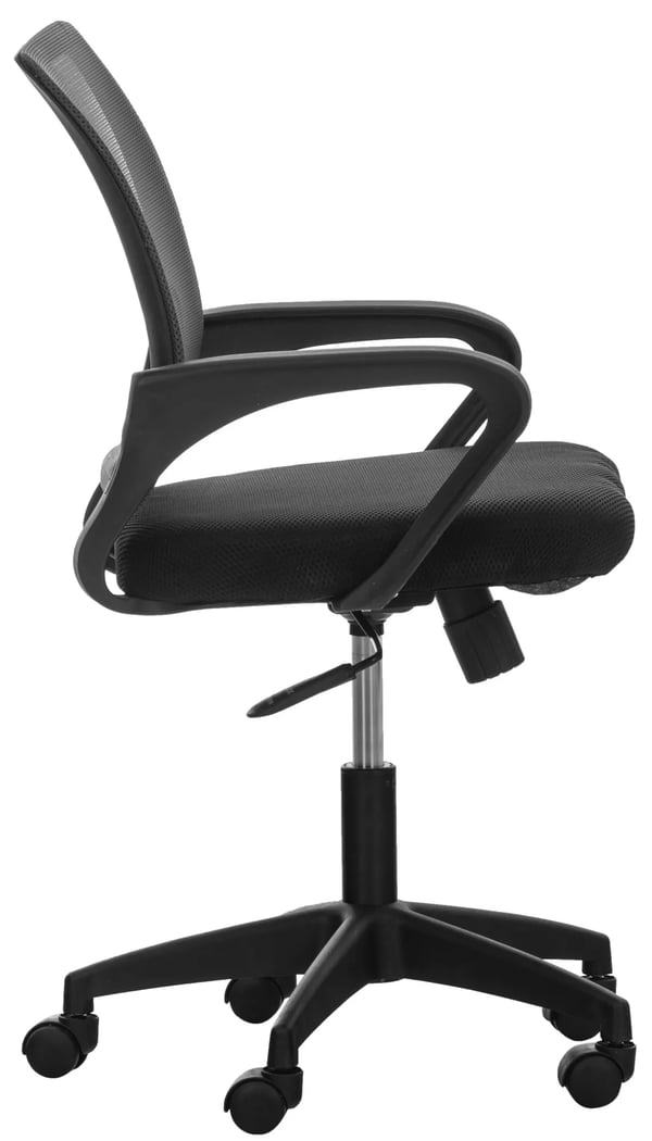Sort mikrofiber- og plastikkontorstol - Ergonomisk drejestol med netryg