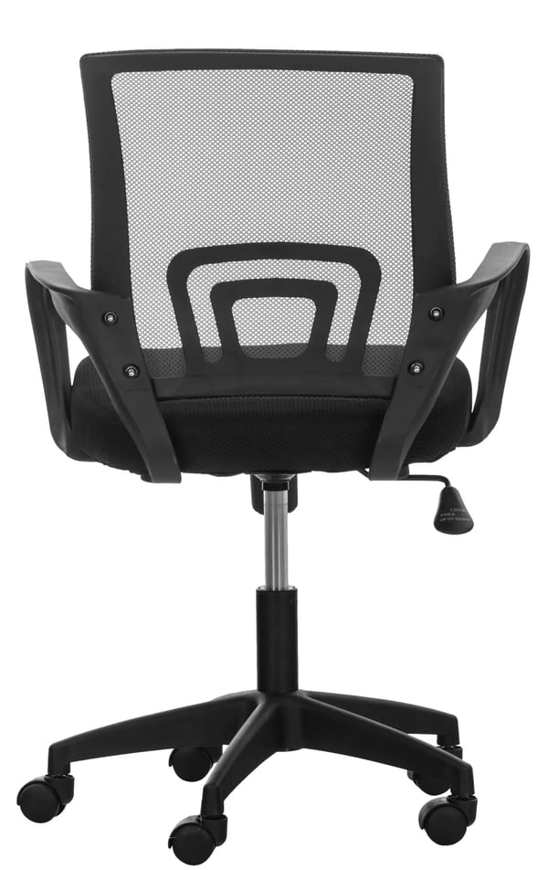 Sort mikrofiber- og plastikkontorstol - Ergonomisk drejestol med netryg