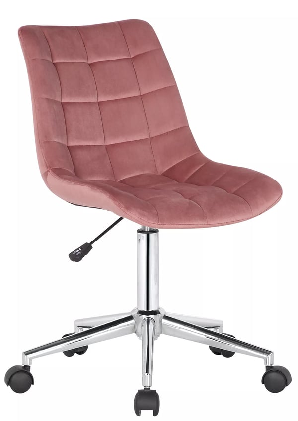 Medford Rosa Sammet Kontorsstol med Krom-look Metallställ