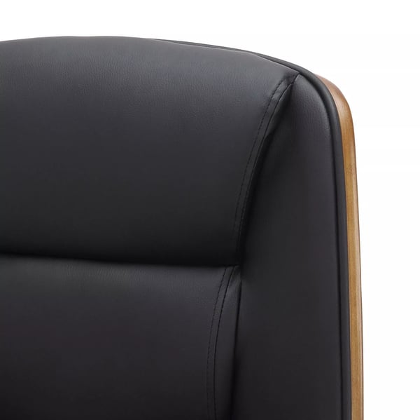 Yankton Executive Kontorstol, Valnød/Sort Kunstlæder med Krom Metalbase, Ergonomisk, Vippefunktion, Drejehjul