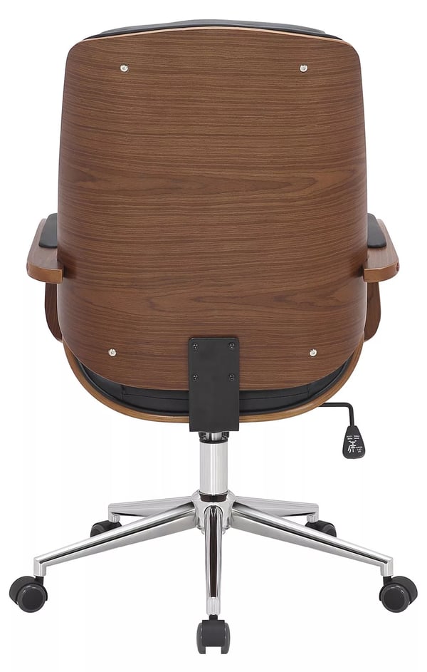 Yankton Executive Kontorstol, Valnød/Sort Kunstlæder med Krom Metalbase, Ergonomisk, Vippefunktion, Drejehjul