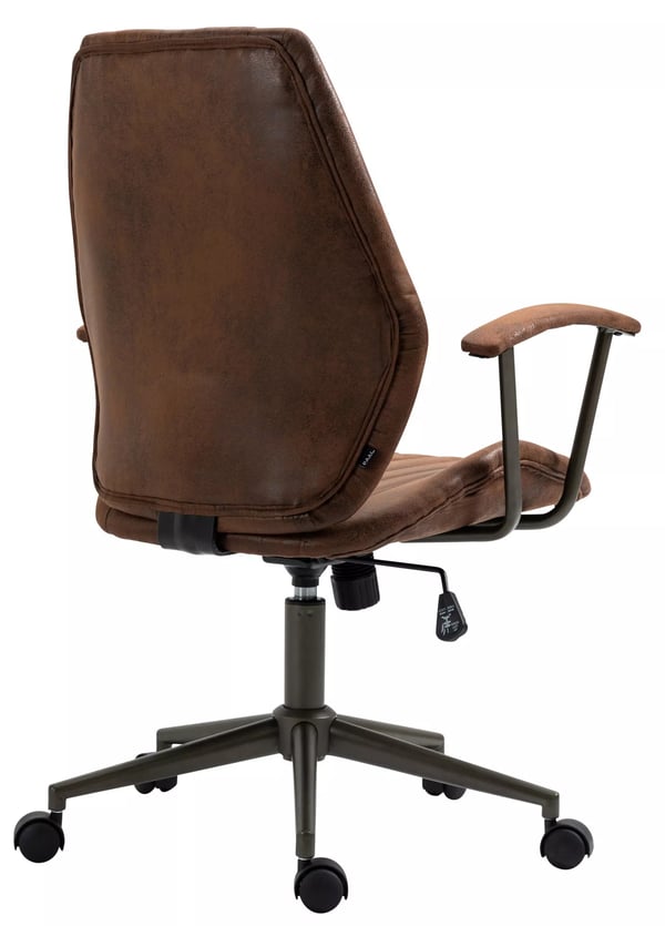 Kontorstol i Cognac Kunstlæder med Mat Sort Metalstel - Nampa Industriel Stil, Ergonomisk, Justerbar Højde, Vippefunktion, Drejehjul