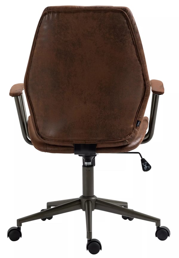 Kontorstol i Cognac Kunstlæder med Mat Sort Metalstel - Nampa Industriel Stil, Ergonomisk, Justerbar Højde, Vippefunktion, Drejehjul