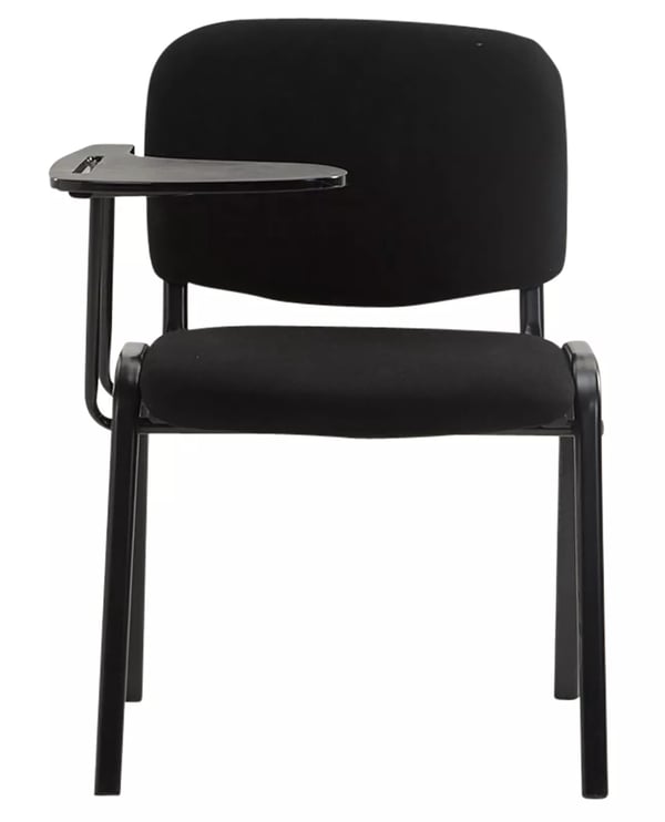 Sæt med 4 sorte stofstole med klapbord - mat sort metalramme