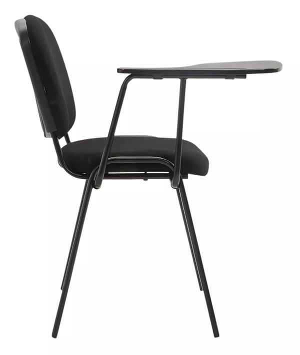 Sæt med 4 sorte stofstole med klapbord - mat sort metalramme