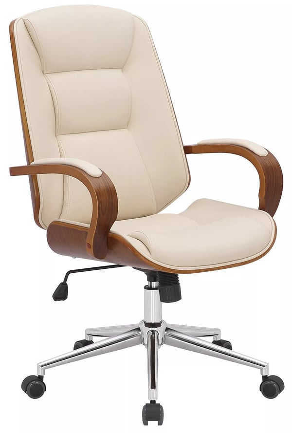 Yankton Executive kontorstol i kunstlæder, valnød/creme, metalfod i krom-look