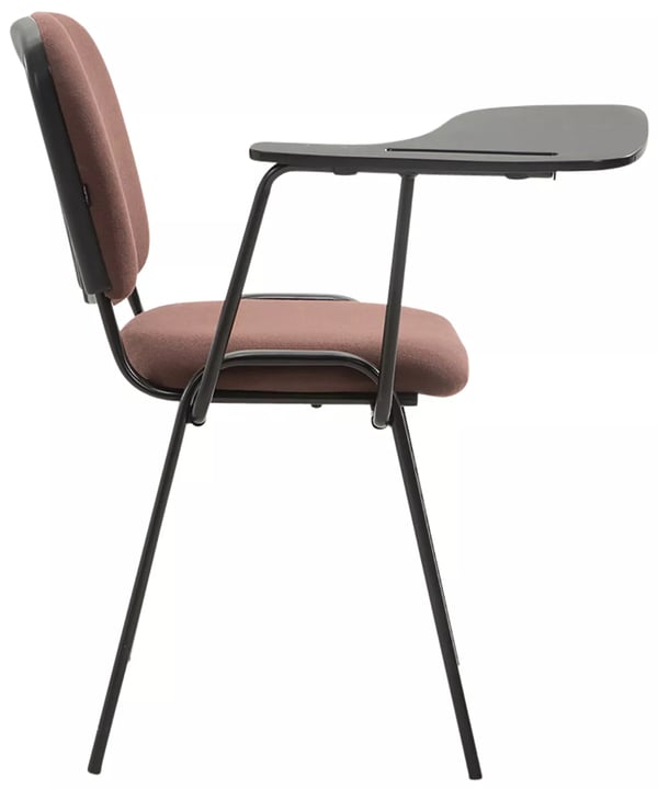 Sæt med 4 Ken stole med brunt stof og klapbord - mat sort metalramme