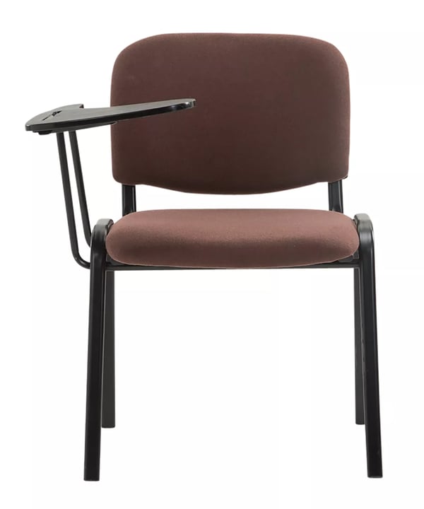 Sæt med 4 Ken stole med brunt stof og klapbord - mat sort metalramme