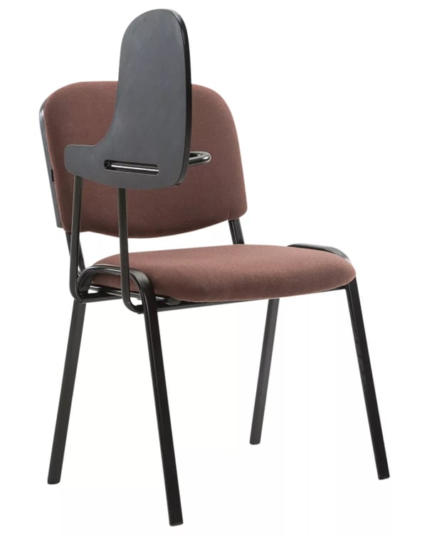 Sæt med 4 Ken stole med brunt stof og klapbord - mat sort metalramme