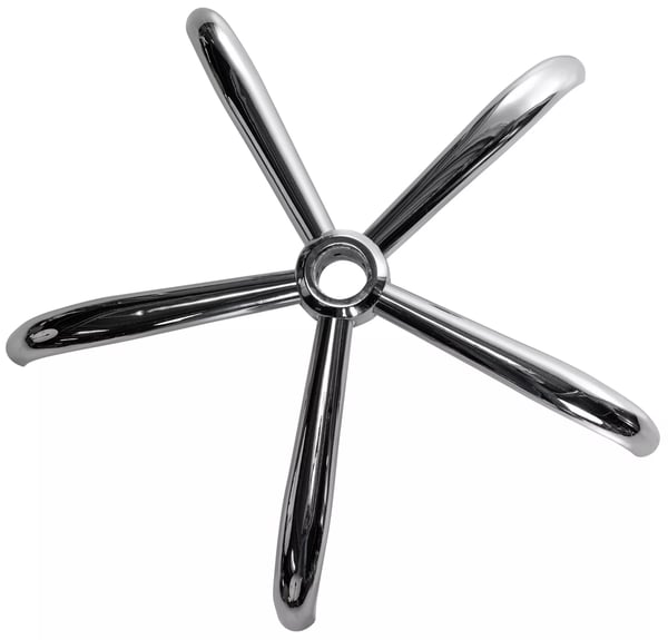 Rund kontorstolsbase i krommetal, 64 cm bredde, 50 mm gasfjedermontering