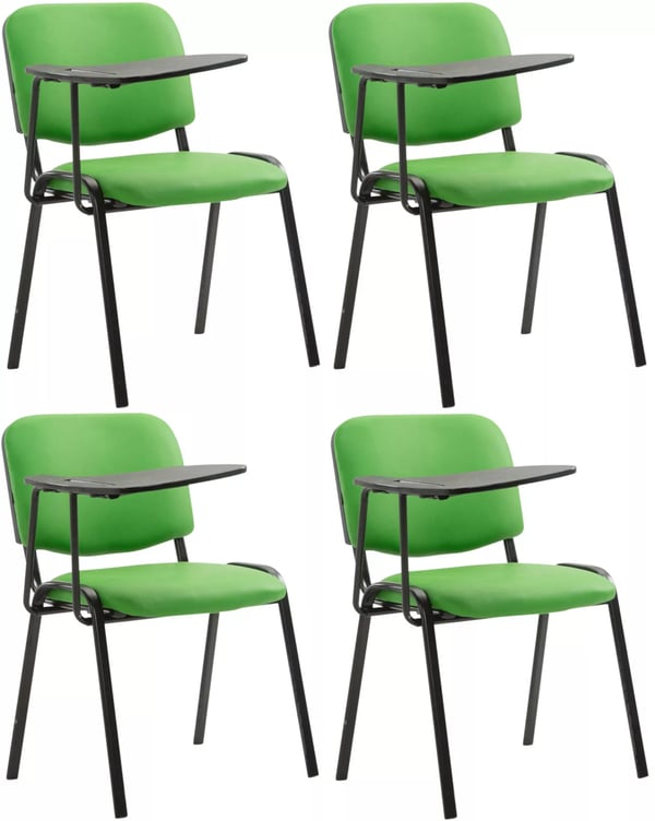 4-delad Ken konferensstolssats med fällbart bord, grön konstläder, matt svart metallram