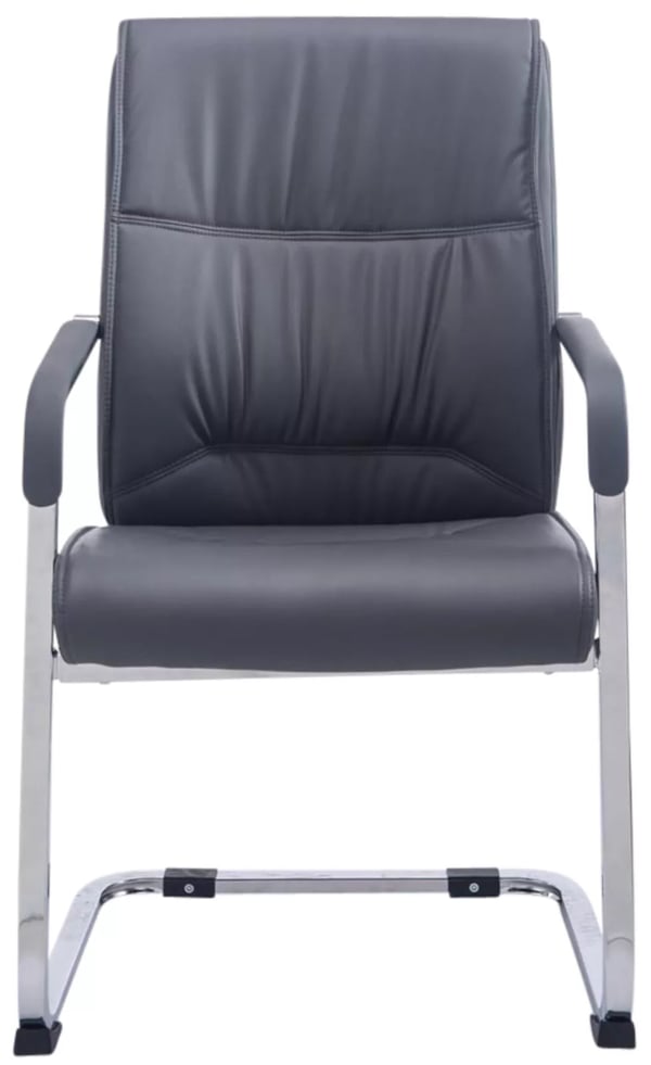 2 kpl setti Cantilever-tuoli XL Anubis, Harmaa Keinonahka, Krommetalli