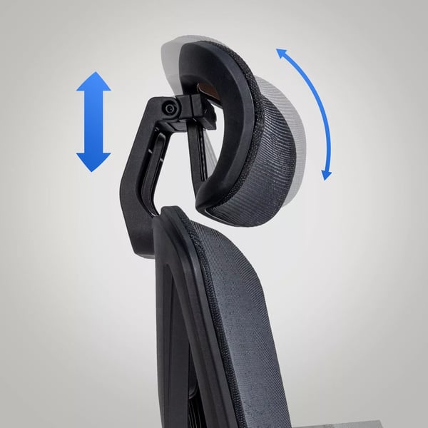 Ergonominen Työtuoli Grover, Musta Kankainen, Säädettävä, Jalkatuki, Selkänojatuki