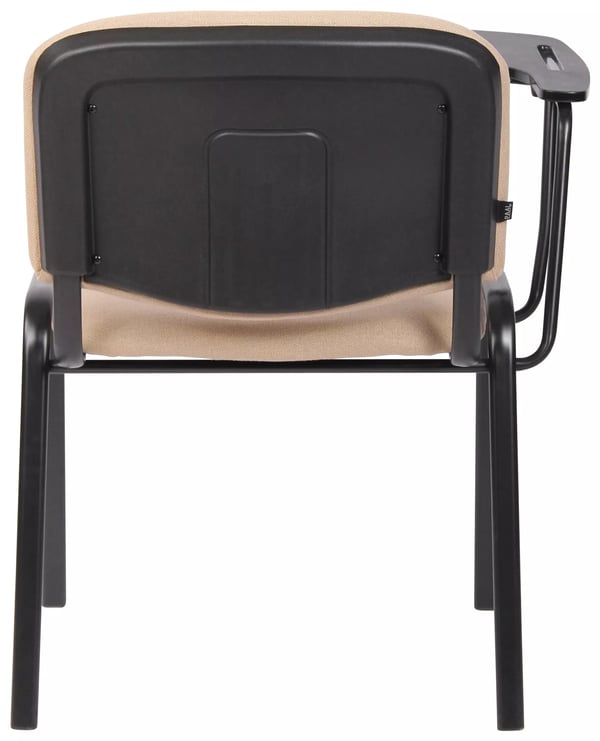Ken Konferencestol med Klapbord - Cremefarvet Stof, Mat Sort Metalramme