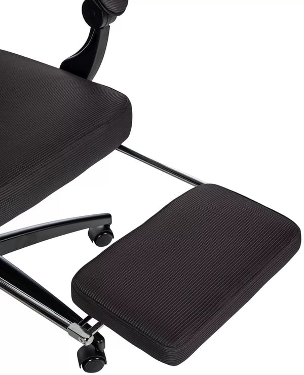 Gander Ergonomisk Kontorstol med Justerbar Nakkestøtte, Fodstøtte, Lændestøtte og Åndbar Meshryg - Sort Stof