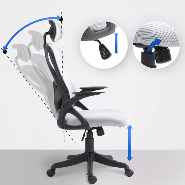 Harmaa Kangas Toimistotuoli Monipuolisilla Säätömahdollisuuksilla - Ergonominen ja Mukava