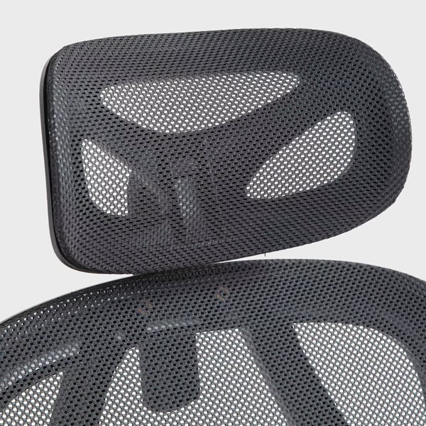 Taos Ergonomisk Kontorstol, Sort Stof Mesh Ryglæn, Justerbar Lændestøtte & Nakkestøtte, Plastik Base
