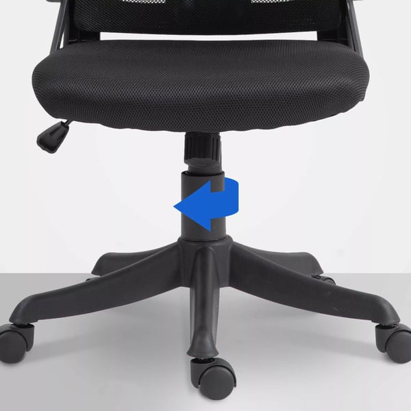 Taos Ergonomisk Kontorstol, Sort Stof Mesh Ryglæn, Justerbar Lændestøtte & Nakkestøtte, Plastik Base