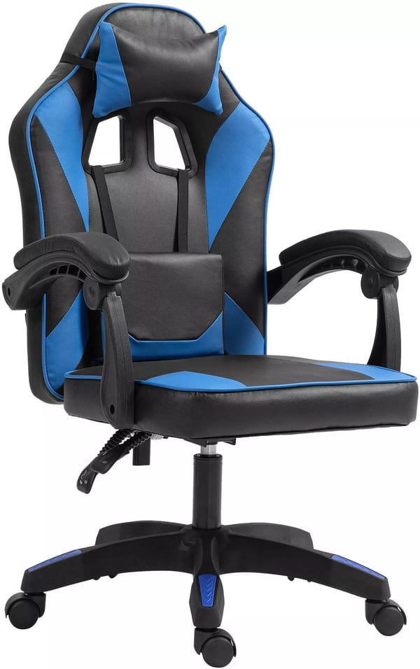 Orkney Sort/Blå Ergonomisk Kontorstol i Imiteret Læder