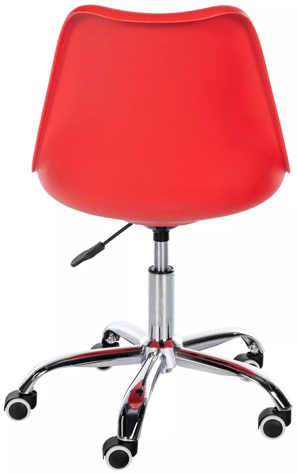 Laflin Rød Arbejdsstol i Plast med Metalstel, 360° Drejefunktion, Højdejusterbar (43-53cm), 130kg Kapacitet, Moderne Design