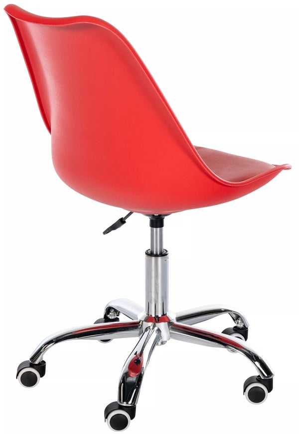 Laflin Rød Arbejdsstol i Plast med Metalstel, 360° Drejefunktion, Højdejusterbar (43-53cm), 130kg Kapacitet, Moderne Design