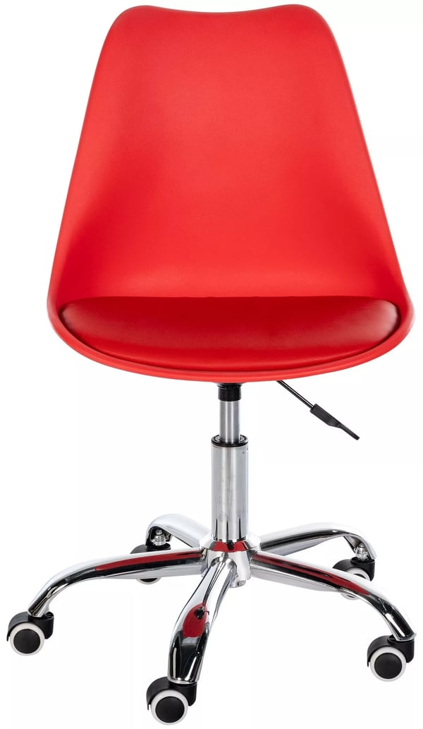 Laflin Rød Arbejdsstol i Plast med Metalstel, 360° Drejefunktion, Højdejusterbar (43-53cm), 130kg Kapacitet, Moderne Design