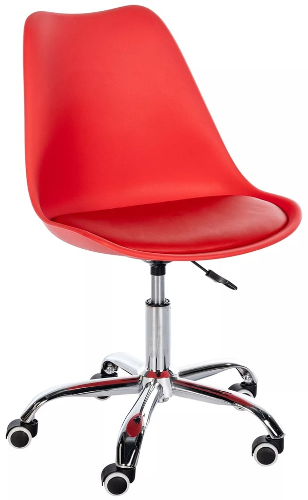 Laflin Rød Arbejdsstol i Plast med Metalstel, 360° Drejefunktion, Højdejusterbar (43-53cm), 130kg Kapacitet, Moderne Design