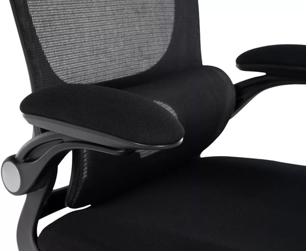 Newberg työtuoli, musta kangas, ergonominen, säädettävä pääntuki ja ristiseläntuki