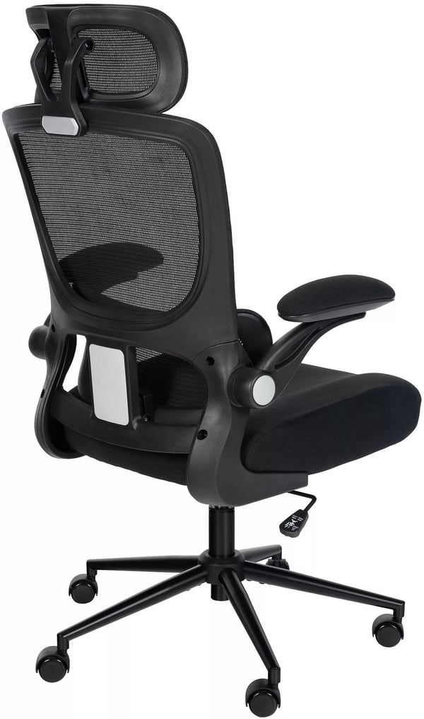 Newberg työtuoli, musta kangas, ergonominen, säädettävä pääntuki ja ristiseläntuki