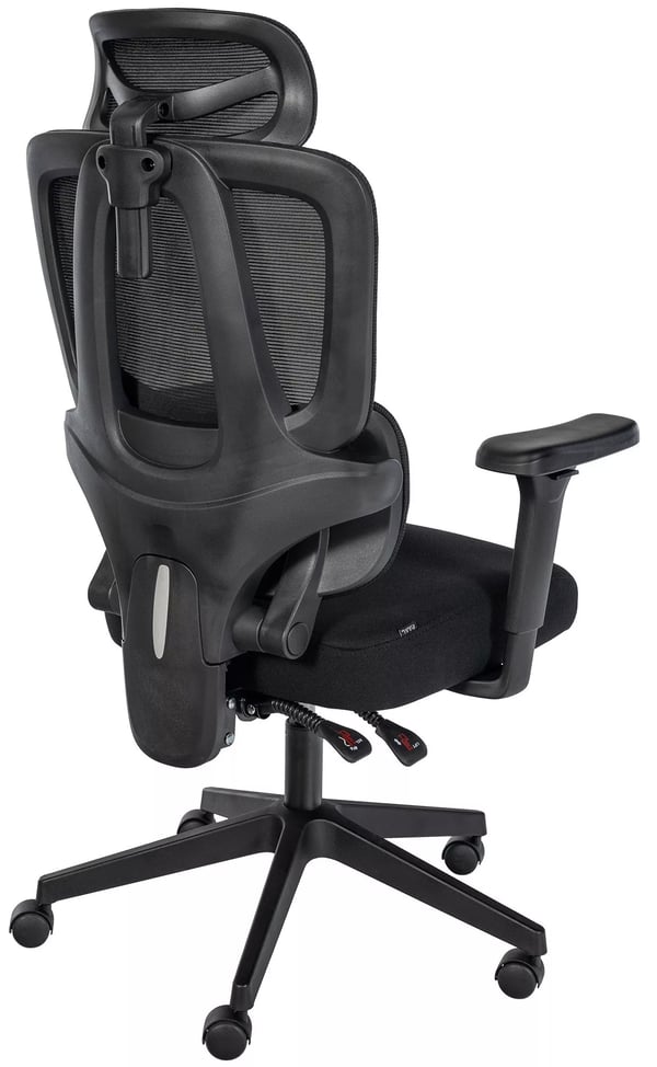 Altamont Ergonomisk Kontorstol med Lændestøtte, Nakkestøtte og 3D Armlæn - Sort Stof & Mesh