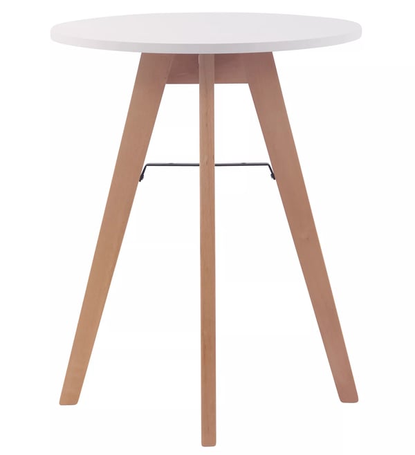 Viktor Natura 60 Hvidt Træ Spisebord - Rund MDF-plade med Bøgetræsramme, 75 cm Højde