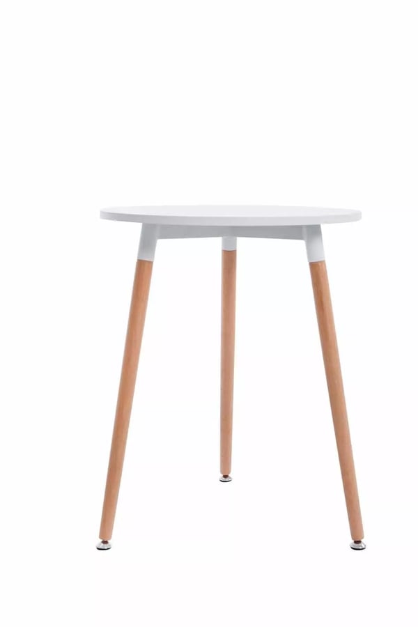 Amalie Natura Hvid Træ Bistrobord, 60 cm Diameter, 75 cm Højde, Nem Pleje MDF Top, Massive Bøgeben