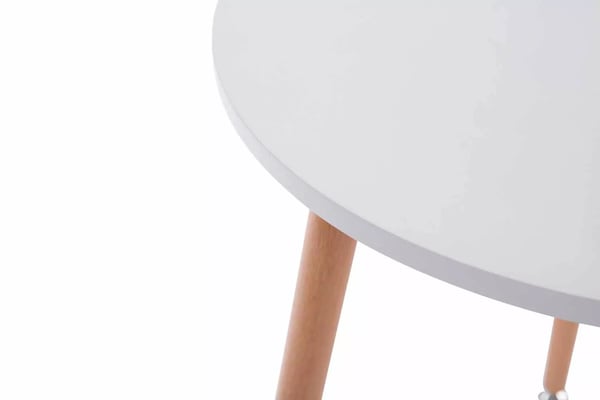 Amalie Natura Hvid Træ Bistrobord, 60 cm Diameter, 75 cm Højde, Nem Pleje MDF Top, Massive Bøgeben