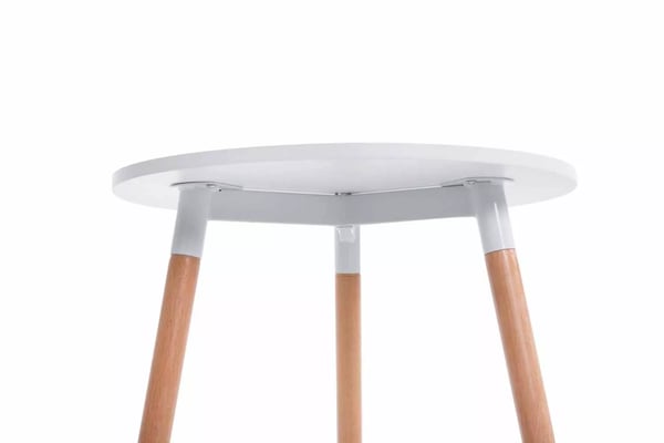 Amalie Natura Hvid Træ Bistrobord, 60 cm Diameter, 75 cm Højde, Nem Pleje MDF Top, Massive Bøgeben