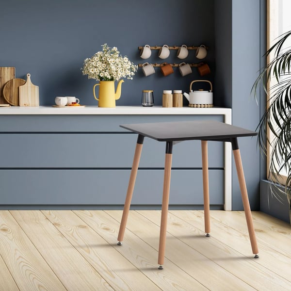 Viborg 60x60 cm Natura køkkenbord - Sort træplade & bøgetræsramme