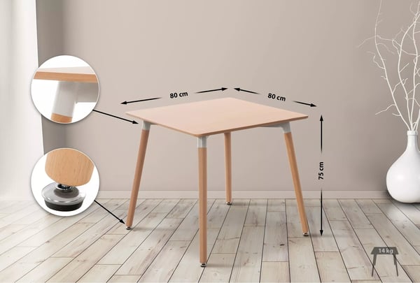 Viborg 80 cm massiivipuinen ruokapöytä, luonnonvärinen
