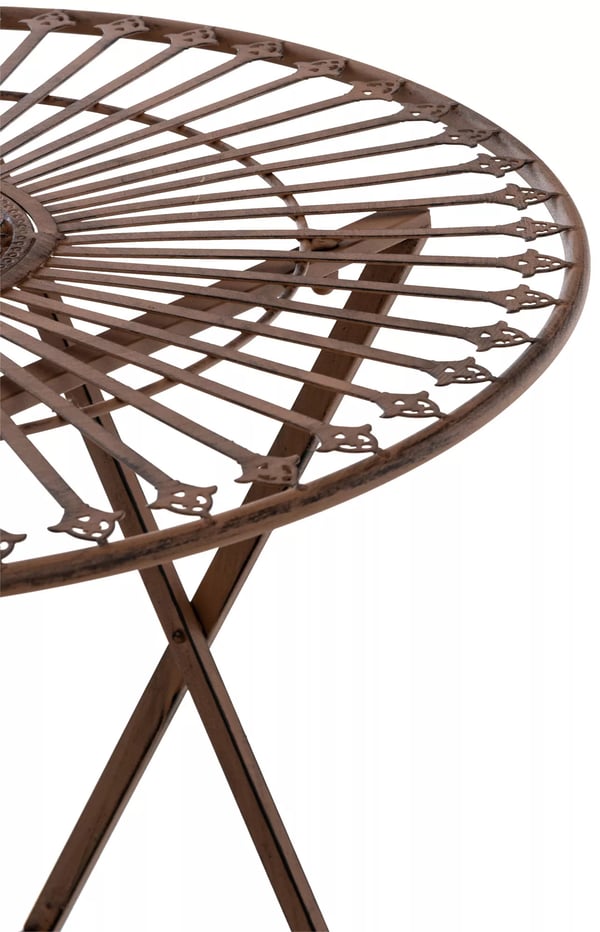 Antikt brunt metal havebistrobord - Nostalgiske håndlavede jern havemøbler, 71 cm