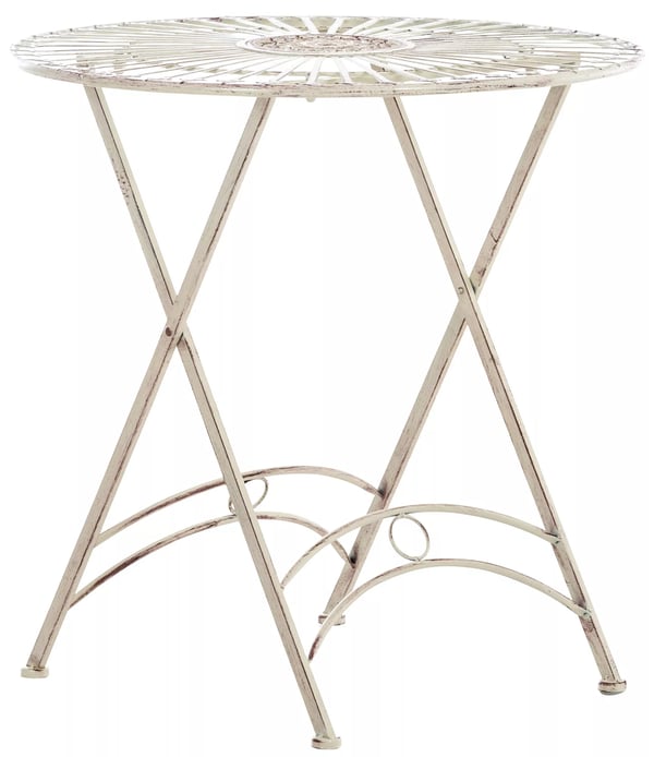 Tegal Antik Creme Metal Have Bistro Bord - Håndlavet Nostalgisk Design, 71x71x71 cm