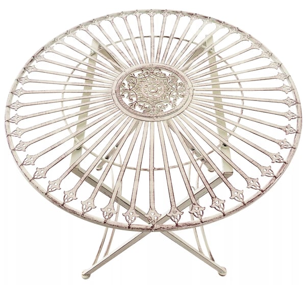 Antiikkikermanvärinen metallinen ulkopöytä, 71x71x71 cm