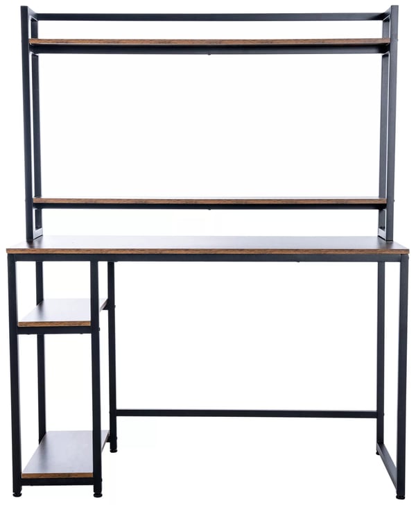 Billings Træskrivebord med Mat Sort Metalreol - Sort/Brun, 120 cm Bredde