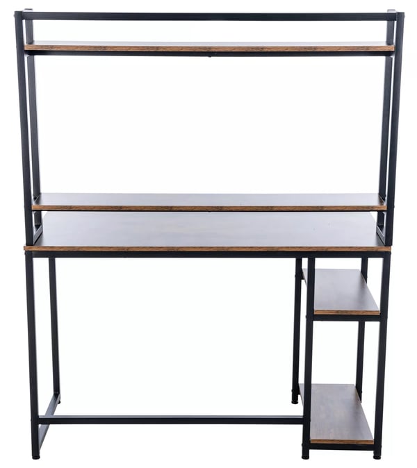 Billings Træskrivebord med Mat Sort Metalreol - Sort/Brun, 120 cm Bredde