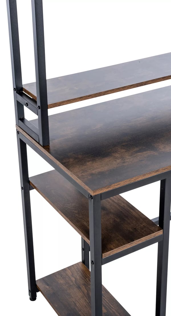 Billings Træskrivebord med Mat Sort Metalreol - Sort/Brun, 120 cm Bredde