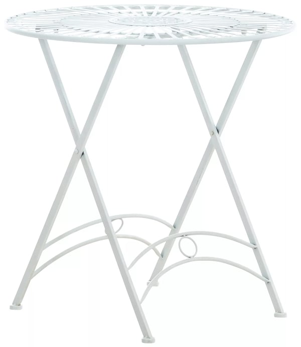 Trädgårdsbord i antik stil, metall, 71x71 cm, vit
