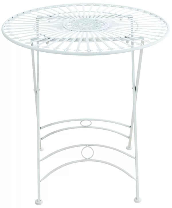 Bistrohavebord i antik stil, metal, 71x71cm, hvid