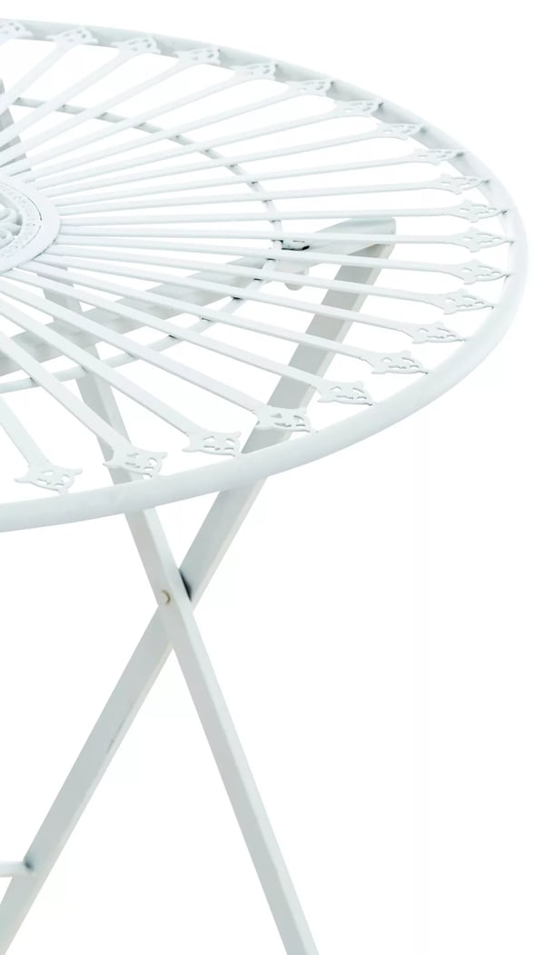 Bistrohavebord i antik stil, metal, 71x71cm, hvid