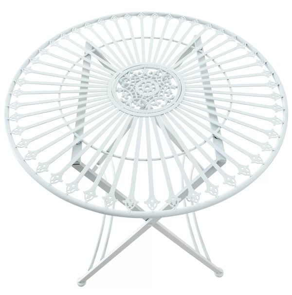 Bistrohavebord i antik stil, metal, 71x71cm, hvid