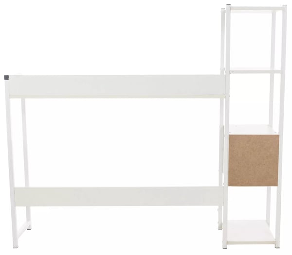 Widnes Hvidt Træskrivebord med Metalramme og Sidehylde - 111x124x40 cm