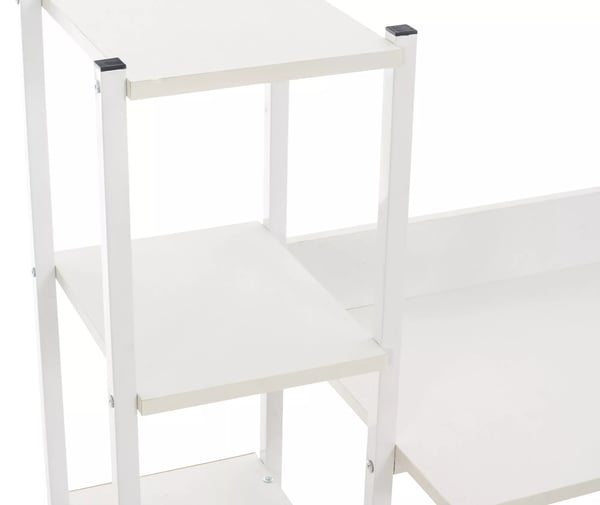 Widnes Hvidt Træskrivebord med Metalramme og Sidehylde - 111x124x40 cm