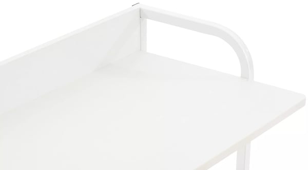 Widnes Hvidt Træskrivebord med Metalramme og Sidehylde - 111x124x40 cm