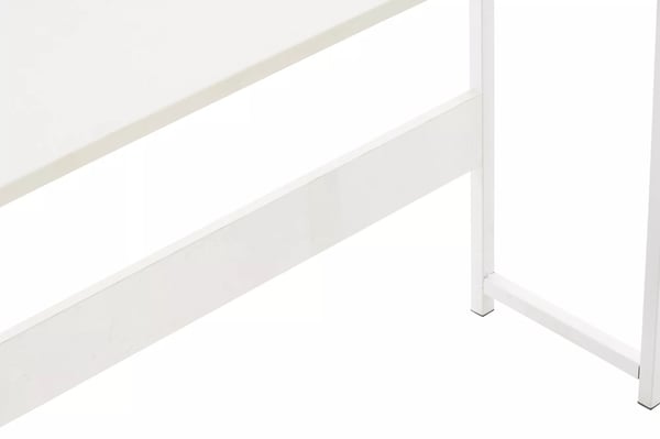 Widnes Hvidt Træskrivebord med Metalramme og Sidehylde - 111x124x40 cm